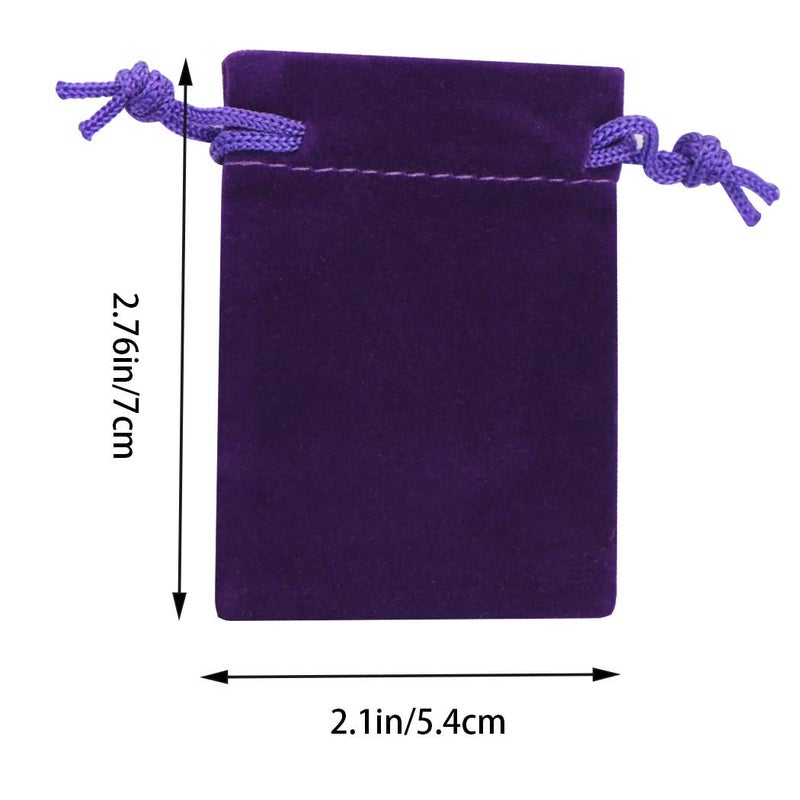 Nydotd 100pcs 2 X 2.8 inch Velvet Cloth Jewelry Pouches Velvet Drawstring Bags Christmas Candy Gift Bag Pouch for Wedding Favors Gifts, Event Supplies Party Favors (Purple) - Image 2